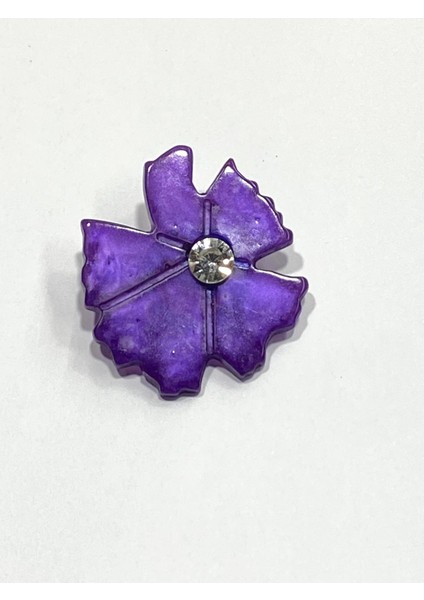 Tek Taşlı Broş / Çiçek Broş / 4 cm