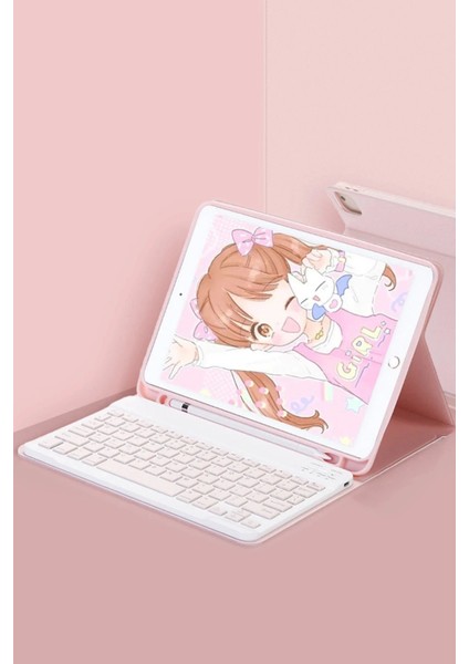 Newface iPad Pro 11 (2022) Kılıf KC01 Smart Klavyeli Tablet Kılıfı - Pembe
