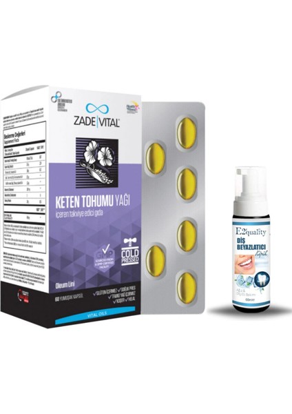 Keten Tohumu Yağı 625 Mg 60 Kapsül + Hediye Diş Beyazlatıcı Köpük