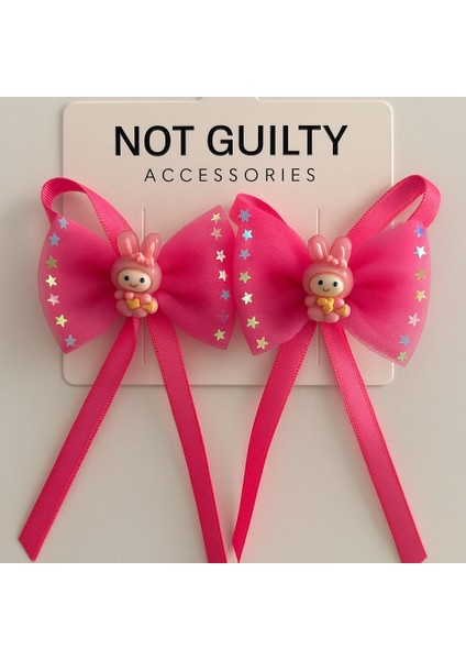 Kız Çocuk Saç Tokası, Fuşya Fiyonk Toka, Uzun Kurdeleli Toka, Sevimli Figürlü Saç Tokası, Parlak Yıldız Toka, Çocuk Saç Aksesuarı, Not Guilty Accessories fiyatları