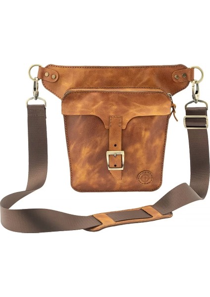 Isme Özel All In One Bel ve Bacak Çantası - %100 Deri - AC15001 - Camel fırsatları