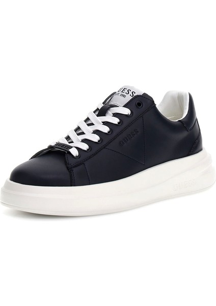 Erkek Elba Deri Kalın Tabanlı Sneaker - Lacivert / Beyaz