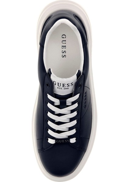 Erkek Elba Deri Kalın Tabanlı Sneaker - Lacivert / Beyaz fırsatları
