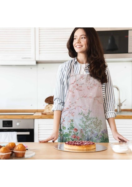 Renkli Çiçek Detaylı Mutfak Önlüğü (Keten Kumaş, Uluslararası Yıkama ve Solmama Sertifikası) fiyatları