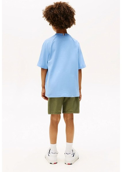 Erkek Çocuk Reglan Kollu Grafik Baskılı T-Shirt - Mavi modelleri