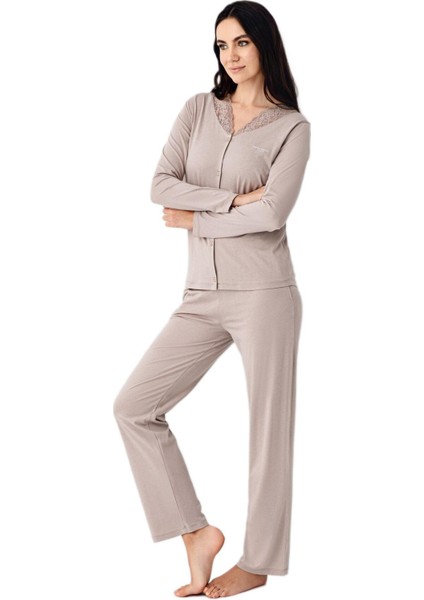 Pierre Cardin Kadın Vizon Uzun Kollu Pijama Takımı 9116