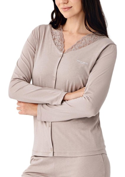 Pierre Cardin Kadın Vizon Uzun Kollu Pijama Takımı 9116 modelleri