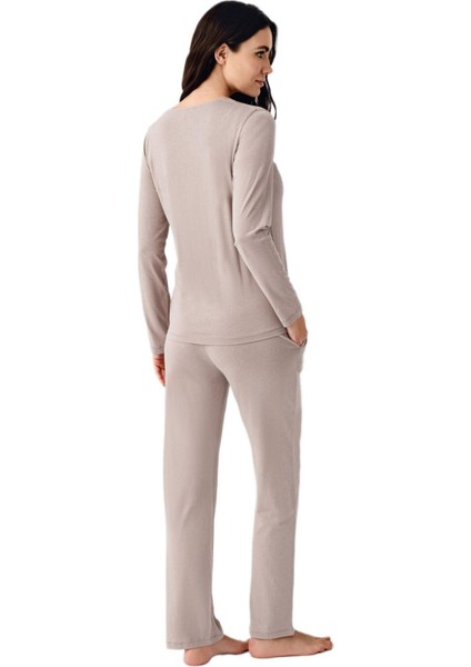 Pierre Cardin Kadın Vizon Uzun Kollu Pijama Takımı 9116 fırsatları