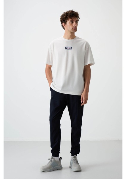 Comfort Fit Nakışlı Lacivert Erkek Eşofman Altı T15ER-82123_01