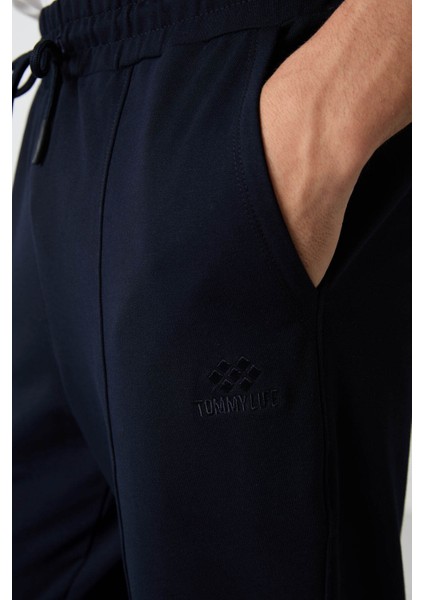 Comfort Fit Nakışlı Lacivert Erkek Eşofman Altı T15ER-82123_01 modelleri