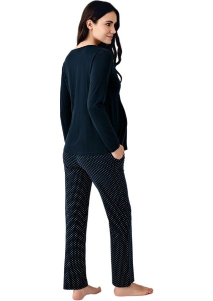 Kadın Lacivert Lohusa Pijama Takımı 9094-S fiyatları