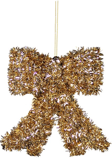 Yılbaşı Süsü Mini Simli Kurdele Şampanya 15 cm