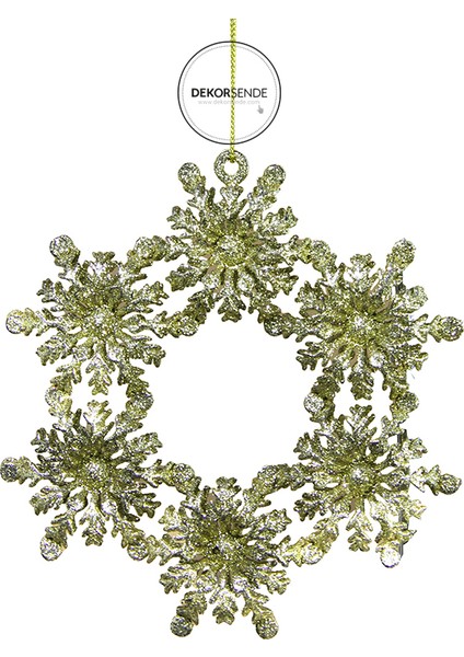 Yılbaşı Süsü Simli Kar Taneli Çember Altın 30 cm fiyatları