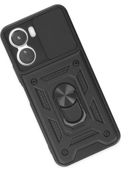 Newface Vivo Y16 Kılıf Pars Lens Yüzüklü Silikon - Siyah modelleri