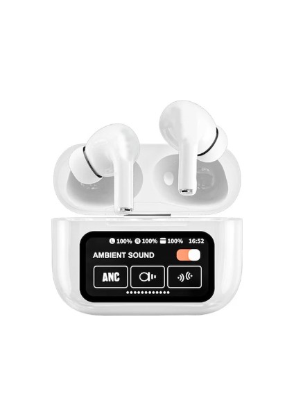 A9 Pro Anc Dokunmatik Dijital Ekranlı Aktif Gürültü Engelleme Bluetooth Kulaklık Şeffaf Mod