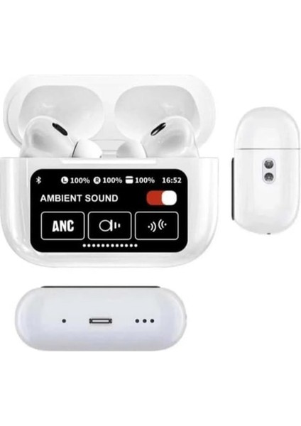 A9 Pro Anc Dokunmatik Dijital Ekranlı Aktif Gürültü Engelleme Bluetooth Kulaklık Şeffaf Mod