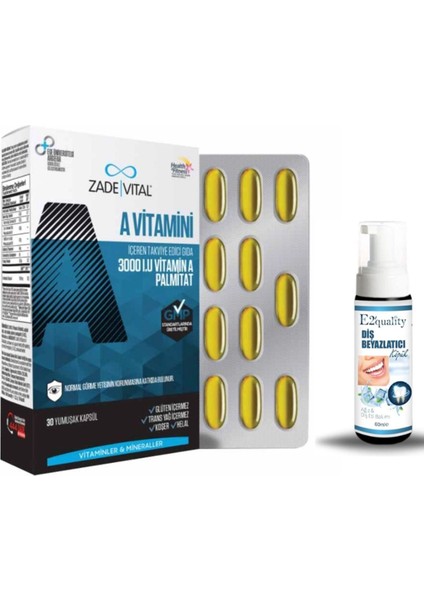 A Vitamini 30 Yumuşak Kapsül + Hediye Diş Beyazlatıcı Köpük