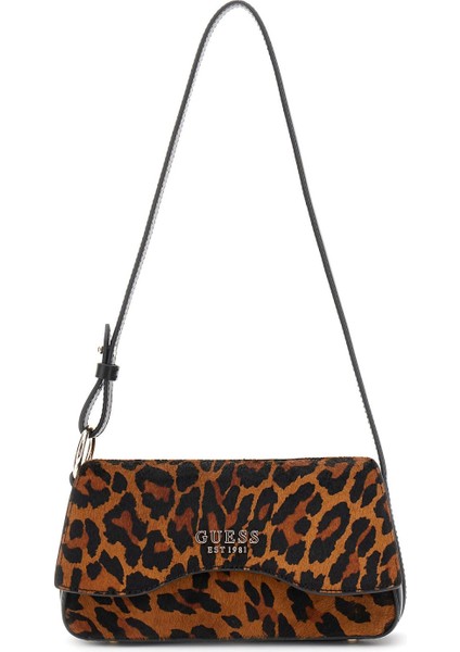 Kadın Leopar Desenli Gerçek Deri Omuz Çantası -Mix