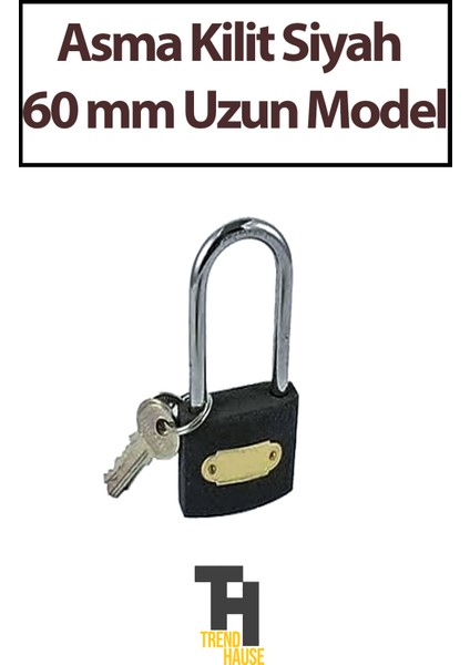 Asma Kilit Siyah 60 mm Uzun Model