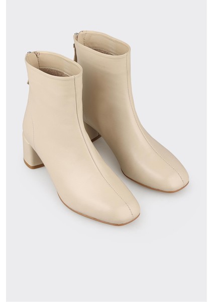 Ekru Deri Kadın Klasik Bot fiyatları