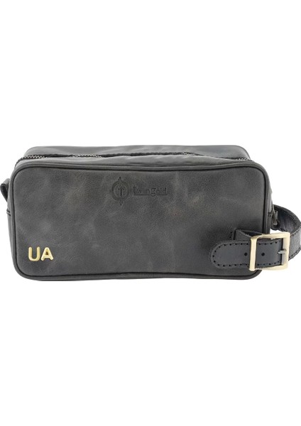 Isme Özel Dopp Kit Kişisel Bakım ve Seyahat Çantası - %100 Rainbow Deri - AC14004 - Antrasit fiyatları