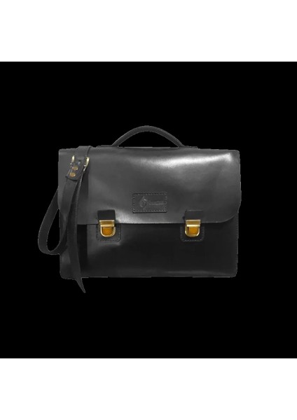 Isme Özel Evrak Çantası - Messenger Bag - %100 Deri - AC09001 - Siyah fiyatları