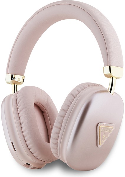 Orjinal Lisanslı Pu Metal Üçgen Logolu Kulak Üstü Bluetooth Kulaklık Luxury Dizayn Pembe