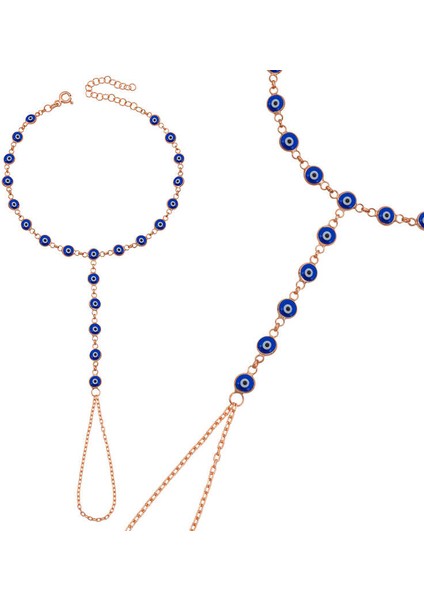 Gümüş Rose Lacivert Nazar Boncuklu Şahmeran