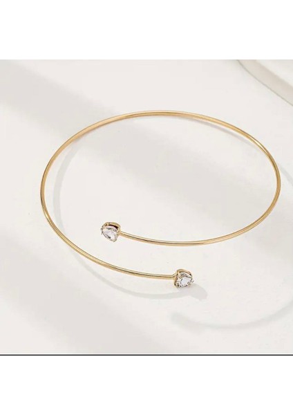 Kalp Detaylı Gold Ayarlanabilir Kol Bilekliği - Kadın Şık Pazubent fırsatları