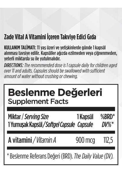 A Vitamini 30 Yumuşak Kapsül fiyatları