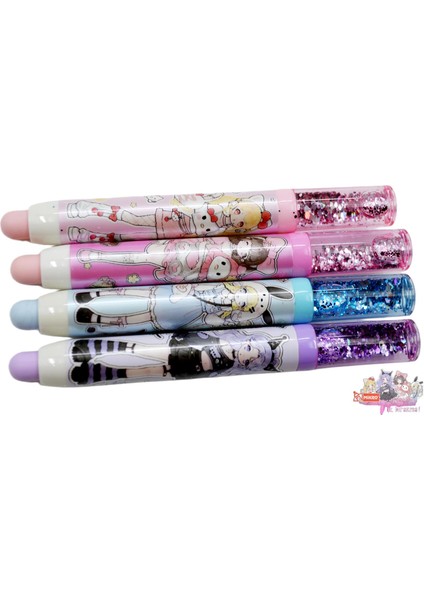 Anime Vibe Uzun Sürgülü Silgi Simli (ER-4581) 4 Adet