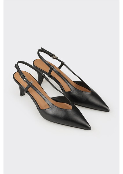 Siyah Deri Kadın Topuklu Ayakkabı fiyatları