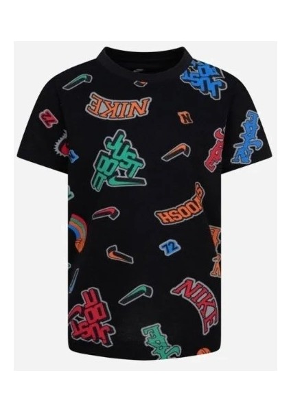 Varzity Aop Pamuklu Çocuk Siyah T-Shirt modelleri