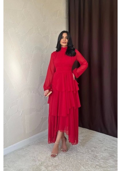 Kırmızı Bel Detaylı Elbise fiyatları