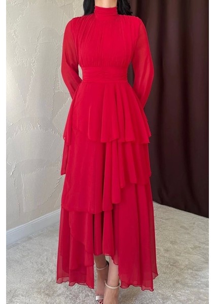 Kırmızı Bel Detaylı Elbise modelleri