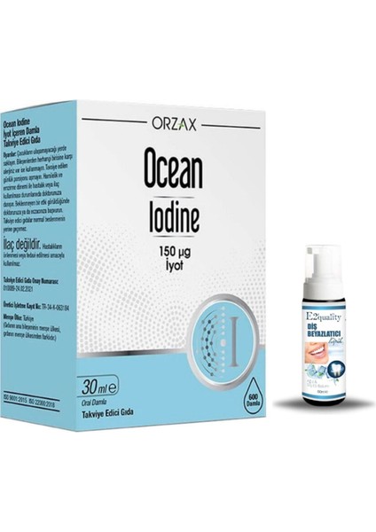 Orzax Ocean Iodine 150 ?g Iyot Takviye Edici Gıda 30 ml + Hediye Diş Beyazlatıcı Köpük
