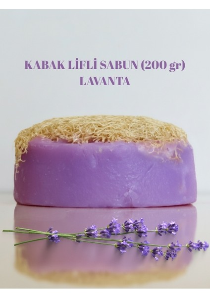 El Yapımı Kabak Lifli Lavanta Sabunu 200 Gram - Bitkisel Lifli, Peeling Etkili El ve Vücut Sabunu