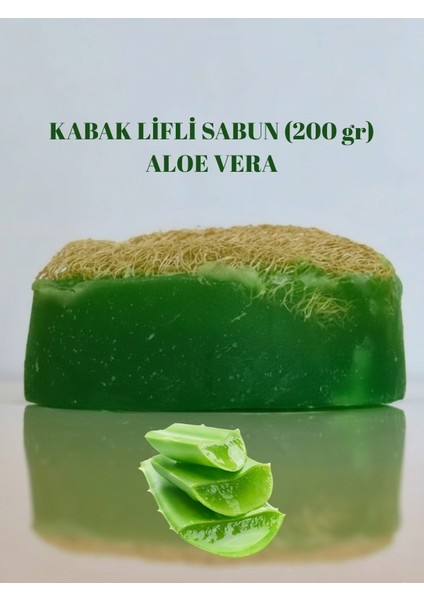 El Yapımı Kabak Lifli Aloe Vera Sabunu 200 Gram - Bitkisel Lifli, Peeling Etkili El ve Vücut Sabunu