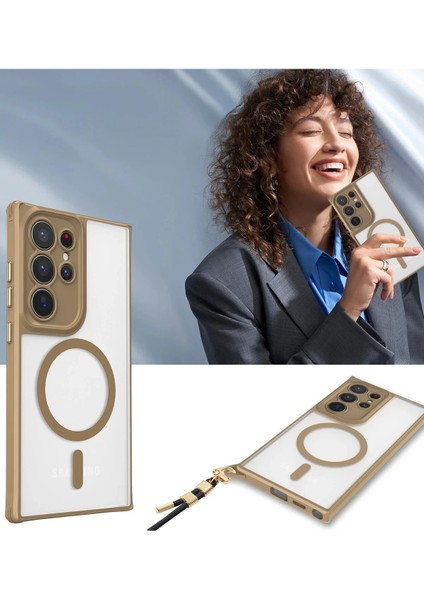 Newface Samsung Galaxy S24 Ultra Kılıf Enka Magsafe Silikon Kılıf - Lacivert modelleri