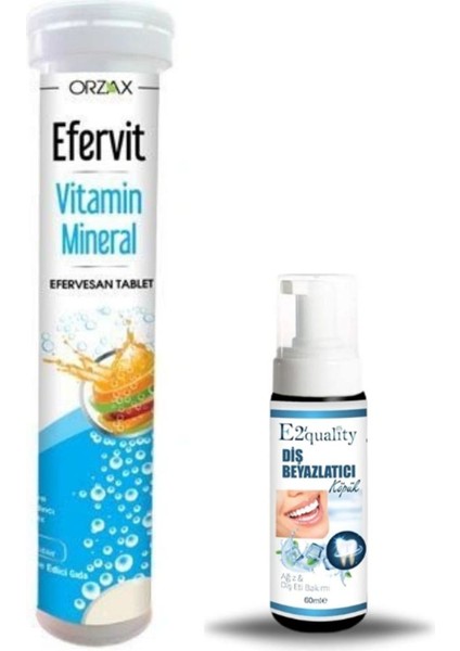 Orzax Efervit Multivitamin ve Mineral 20 Tablet + Hediye Diş Beyazlatıcı Köpük