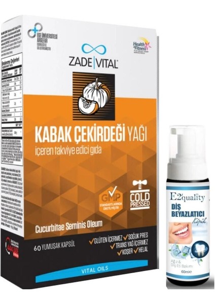 Kabak Çekirdeği Yağı 60 Kapsül- Diş Beyazlatıcı Köpük Hediye