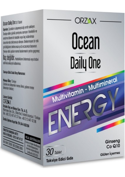 Orzax Ocean Daily One Energy 30 Tablet - Takviye Edici Gıda