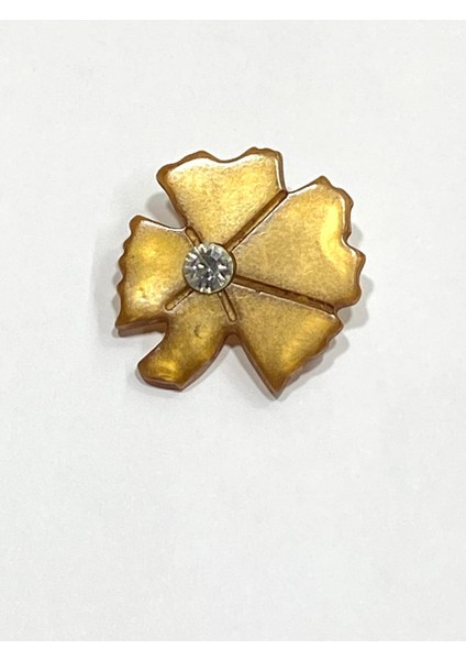 Tek Taşlı Broş / Çiçek Broş / 4 cm