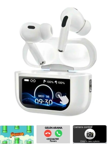 A9 Pro Anc Dokunmatik Dijital Ekranlı Aktif Gürültü Engelleme Bluetooth Kulaklık Şeffaf Mod Enc/anc fırsatları