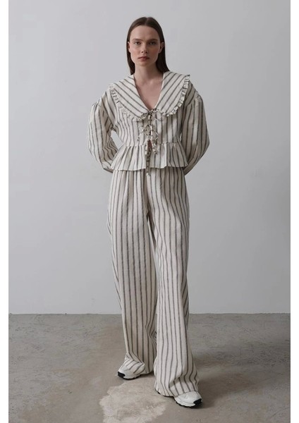 Bebe Yakalı Önü Bağlamalı Takım - Natür fiyatları