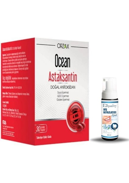 Orzax Ocean Astaksantin 30 Kapsül + Hediye Diş Beyazlatıcı Köpük
