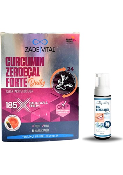 Curcumin Zerdeçal Forte Daily 60 Yumuşak Kapsül + Hediye Diş Beyazlatıcı Köpük
