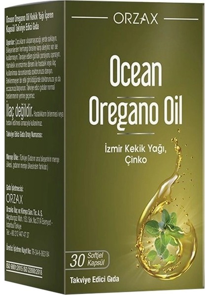 Orzax Ocean Oregano Oil Takviye Edici Gıda 30 Kapsül