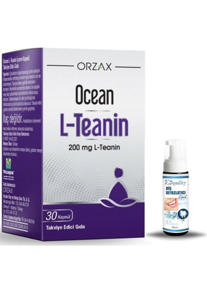 Orzax Ocean L-Teanin Takviye Edici Gıda 30 Kapsül + Hediye Diş Beyazlatıcı Köpük