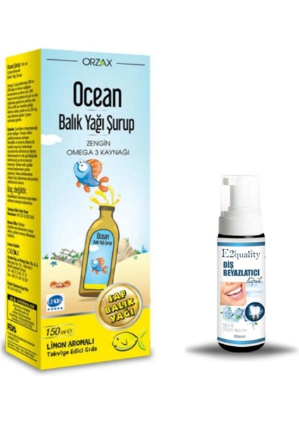 Orzax Ocean Omega3 Şurup 150 ml - Limon + Hediye Diş Beyazlatıcı Köpük